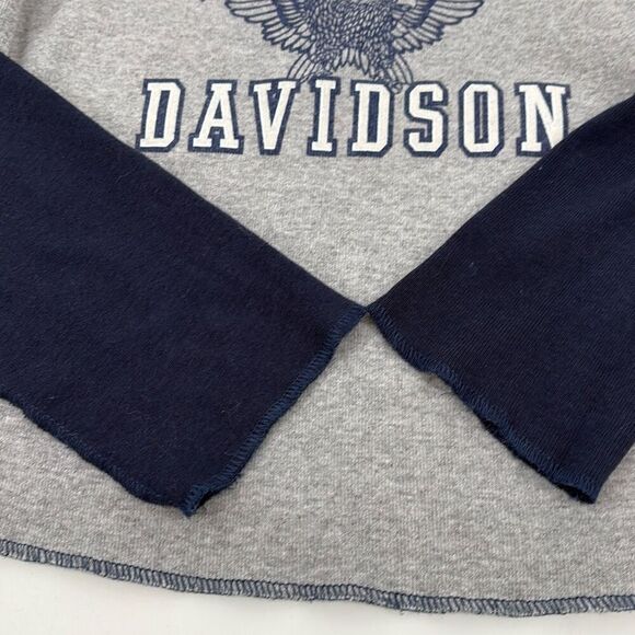 Harley Davidson Motorcycle VTG Long Sleeve Glitter Tee Navy Grey M - Picture 4 of 10